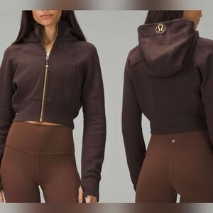 Lululemon Scuba Full Zip Cropped Hoodie Jacket Espresso Gold Size 6